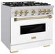 ZLINE Classic Series Autograph Edition 36" Stainless Steel Pro Style Dual Fuel Range with White Matte Door and Champagne Bronze Accents-0