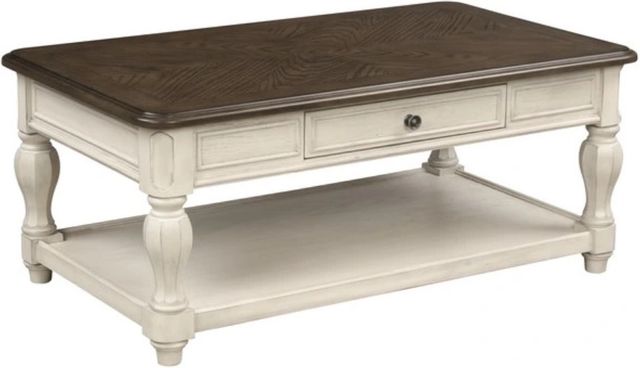 Bernards Linden Brown Cocktail Table with White Base-0