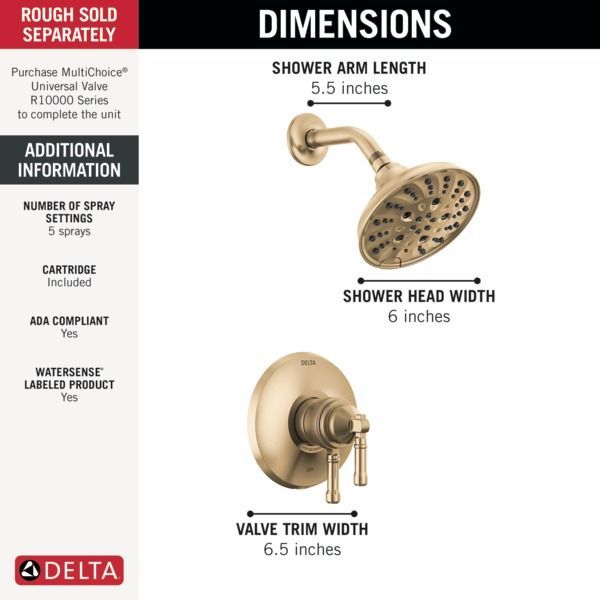 Delta Broderick® 17 Series Lumicoat® Champagne Bronze Shower Trim-1