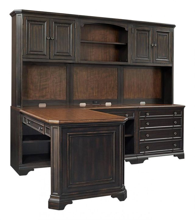Aspenhome® Hampton 7-Piece Black Cherry Modular Desk-1