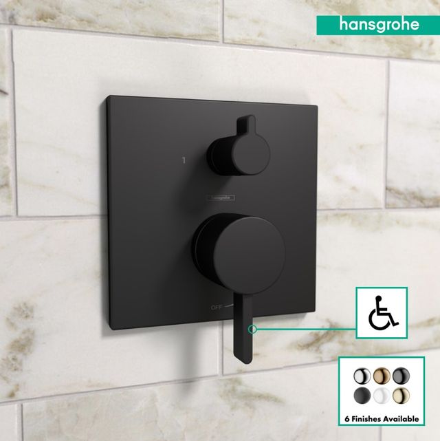 Hansgrohe Ecostat Matte Black Pressure Balance Trim Square with Diverter-2