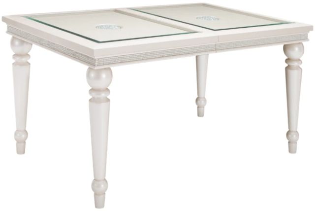 Michael Amini® Glimmering Heights Glass Top Dining Table with Ivory Base-2