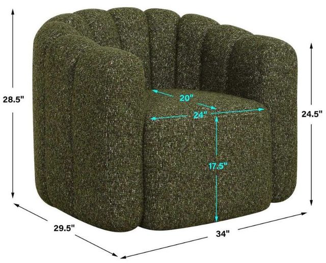 Uttermost® Lenoir Green Upholstered Swivel Chair-3
