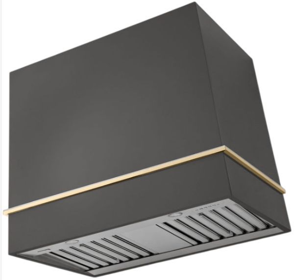 AGA Loge 36" Slate Wall Mounted Range Hood with Polished Brass Trim-0