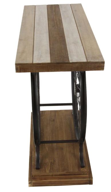 Deco Marche Brown Console Table with Black Base-2