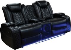 American Wholesale Furniture Omega Black Manual Reclining Theater Loveseat with Console