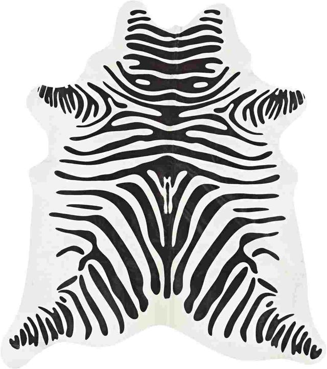 Linon Cowhide Black Stencil Area Rug-0