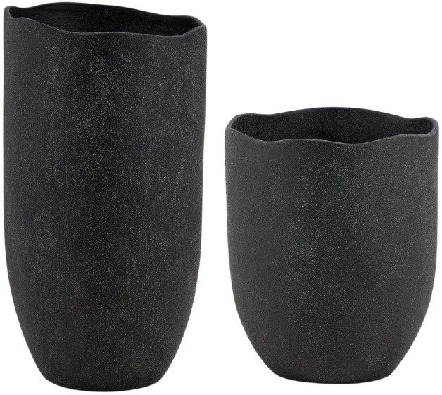 Uttermost® Komorebi 2-Piece Matte Black Vase Set-0