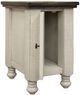International Furniture Direct Stone Ivory Antiqued/Weathered Gray Door Chairside Table-2