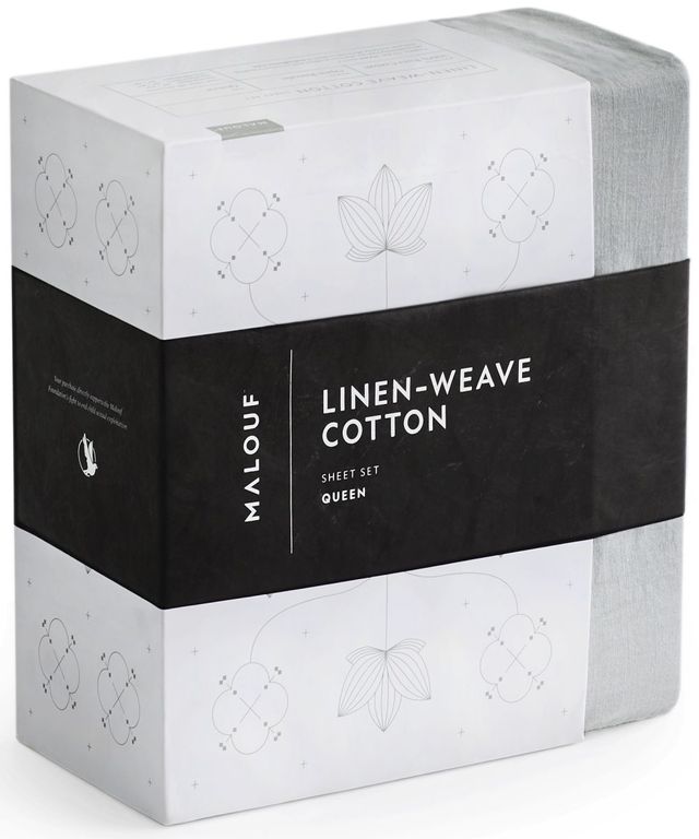 Malouf® Linen-Weave Cotton Sage King Sheet Set-2
