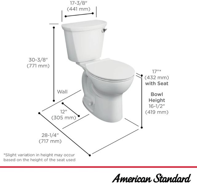 American Standard Cadet® White PRO Two-Piece Chair Height Round Front 10" Rough Toilet Less Seat 1.6 gpf/6.0 Lpf -3