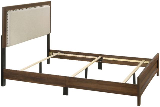 Crown Mark Millie Brown Cherry Full Upholstered Panel Bed-2