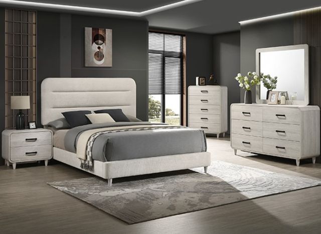 Crown Mark Nyomi Beige King Upholstered Panel Bed-1
