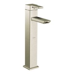 Moen® 90 Degree Brushed Nickel One-Handle High Arc Vessel Bathroom Faucet