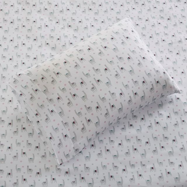 Olliix by Intelligent Design Grey Llamas King Novelty Printed Sheet Set-1