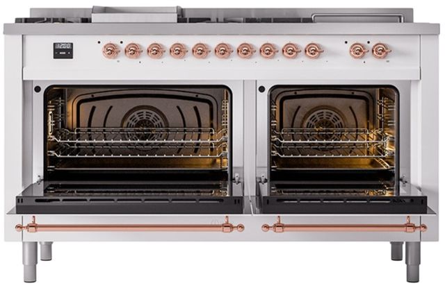 Ilve® Nostalgie II Series 60" White Pro Style Dual Fuel Range-1