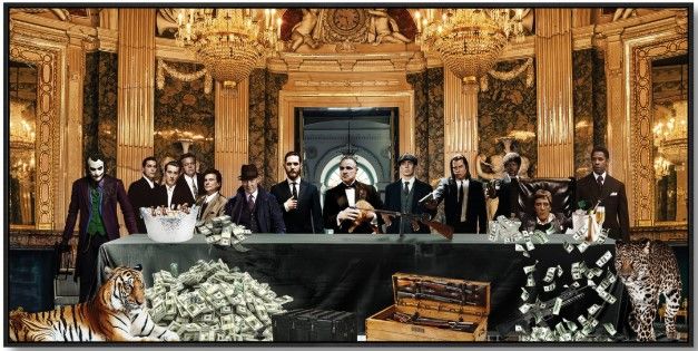 Classy Living Classic Gangster Movie Icons Art in Lavish Setting Wall Art-0