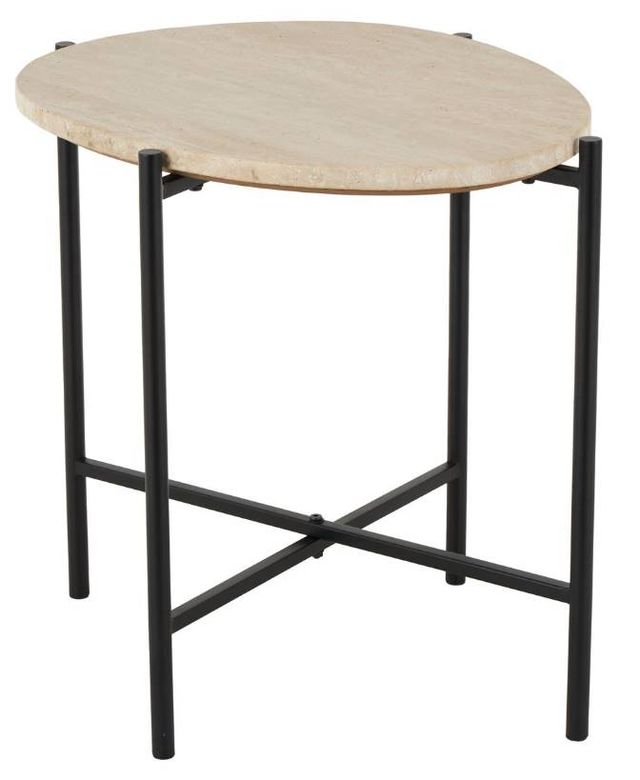 Deco Marche Beige Accent Table with Black Support-0