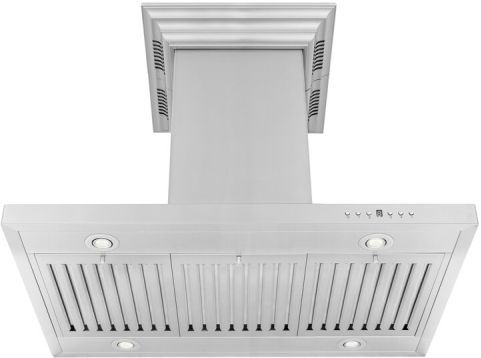 ZLINE 48" Stainless Steel Island Mounted Range Hood with CrownSound® Bluetooth Speakers-2
