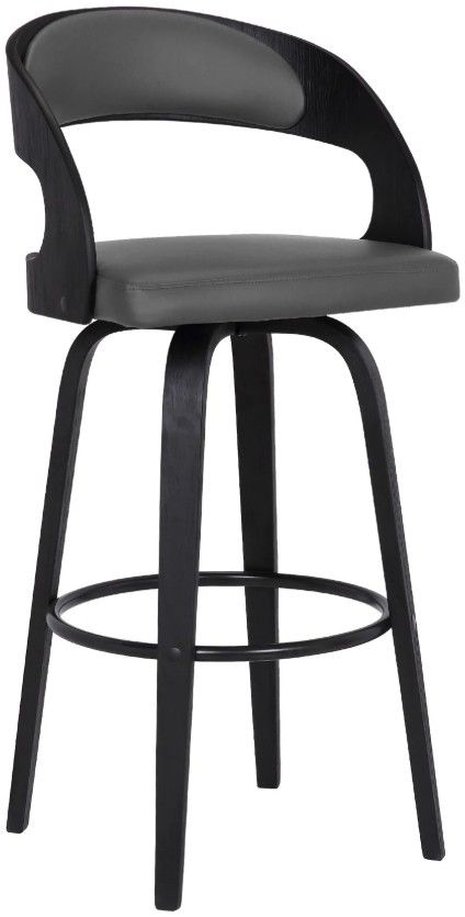 Armen Living Shelly 3-Piece Black Brushed/Brown Counter Stool Set-1