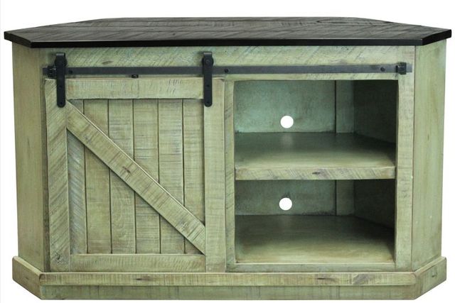 American Heartland Manufacturing Rustic Two-Tone Quaint Corner TV Cart-1