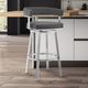 Armen Living Lorin Brushed Stainless Steel/Gray Swivel Counter Stool-1