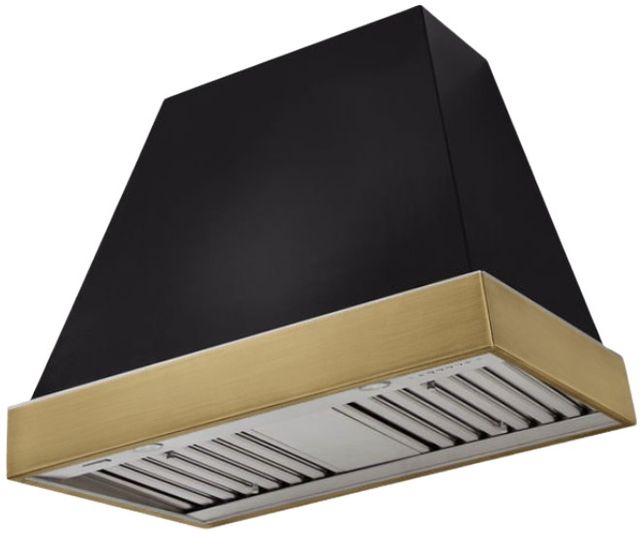 AGA Euclid 36" Black Wall Mounted Range Hood  with Antique Brass Trim-0