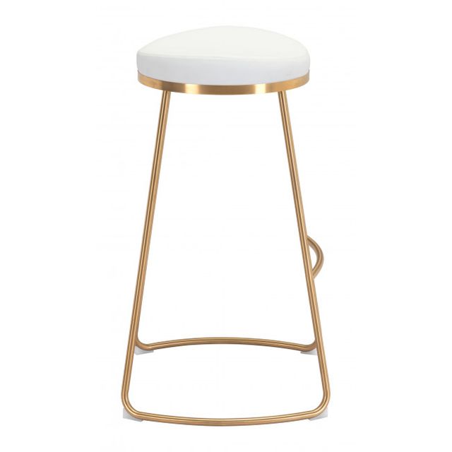 Zuo® Modern Bree White/Gold Bar Stool-1