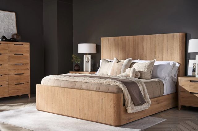 Universal Explore Home™ New Modern Walker Natural Oak King Panel Bed-1
