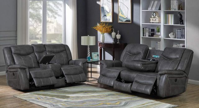 Coaster® Conrad 2 Piece Grey Power Reclining  Living Room Set-0