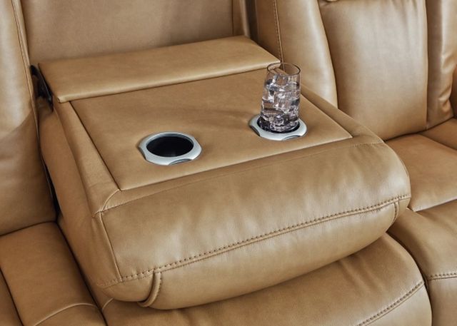 Signature Design by Ashley® Card Player Cappuccino Power Reclining Sofa-4