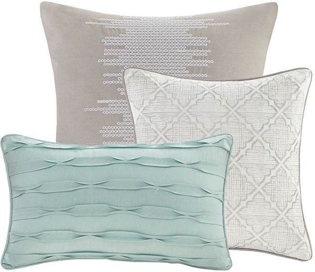 Olliix by Madison Park 8 Piece Aqua King/California King Cadence Cotton Sateen Duvet Cover Set-3