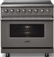 Viking® 5 Series 36" Damascus Gray Pro Style Induction Range with Polished Chrome Trim-3