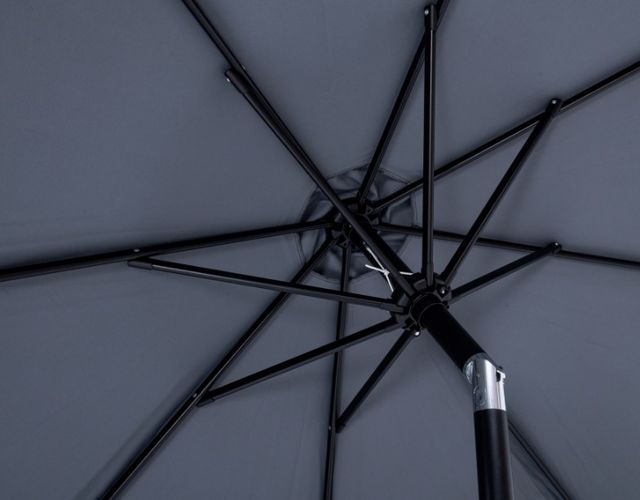 Meridian Furniture Fiji Gray/Matte Black Aluminum Outdoor Patio Umbrella and Round Base-4