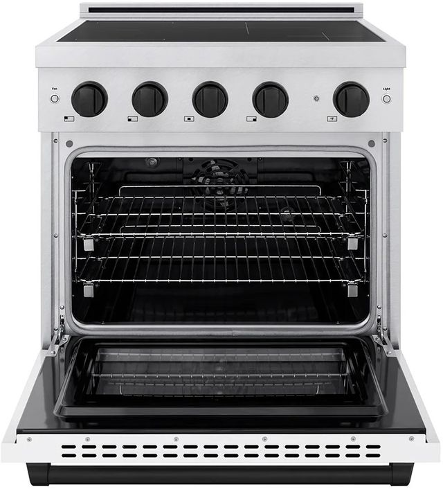 ZLINE Autograph Edition Paramount 30" Satin Stainless Steel Pro Style Induction Range with White Matte Door & Matte Black Accents-1