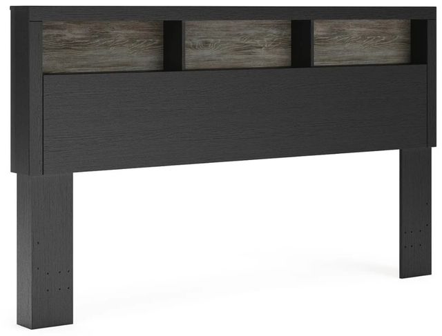 Signature Design by Ashley® Broachmyn Black/Gray King Lighted Bookcase Headboard-0