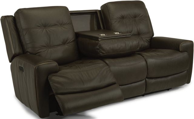 Flexsteel® Wicklow Black Power Reclining Sofa with Power Headrests-4