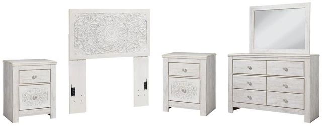 Signature Design by Ashley® Paxberry 4-Piece Whitewash Twin Panel Headboard Set-0