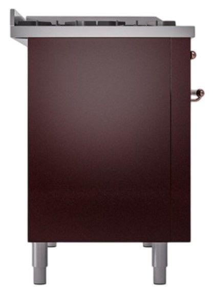 Ilve® Nostalgie II Noblesse 48'' Burgundy Pro Style Dual Fuel Range with Copper Trim-2