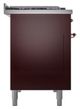 Ilve® Nostalgie II Noblesse 48'' Burgundy Pro Style Dual Fuel Range with Copper Trim-2