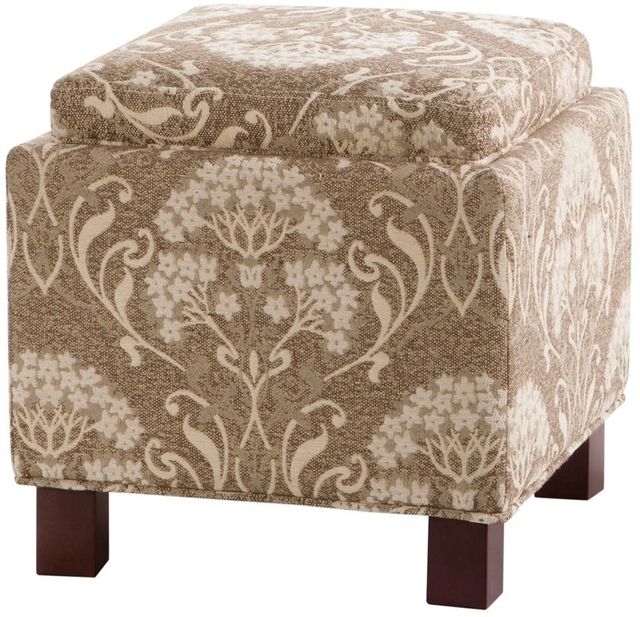 Olliix by Madison Park Taupe Shelley Square Storage Ottoman with Pillows-2