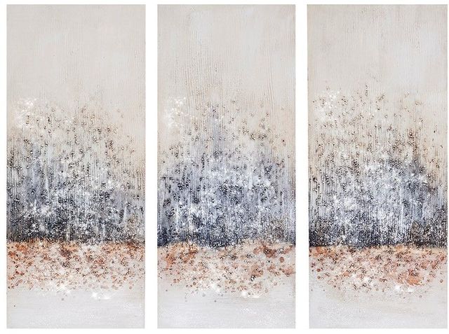 Olliix by Madison Park Blush/Grey Set of 3 Twilight Mystere Hand Brush Embellished Canvas-0