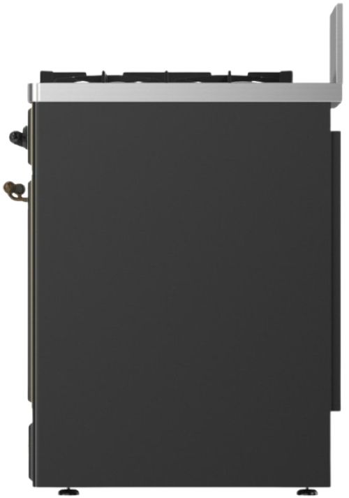 Ilve® Majestic III 30" Graphite Matte Pro Style Dual Fuel Natural Gas Range with 5 Black Brass Burners and Burnished Trim-2