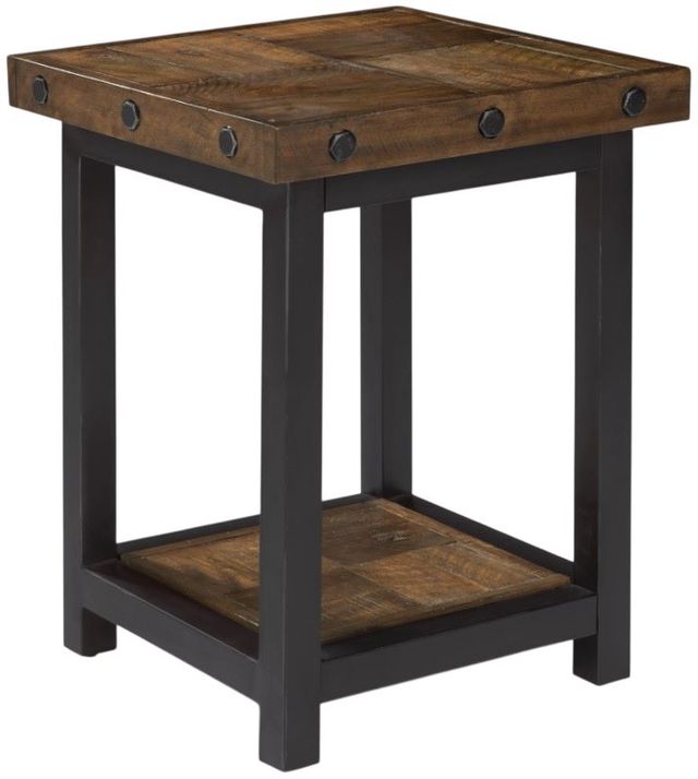 Flexsteel® Carpenter Brown Chairside Table with Black Metal Frame-0