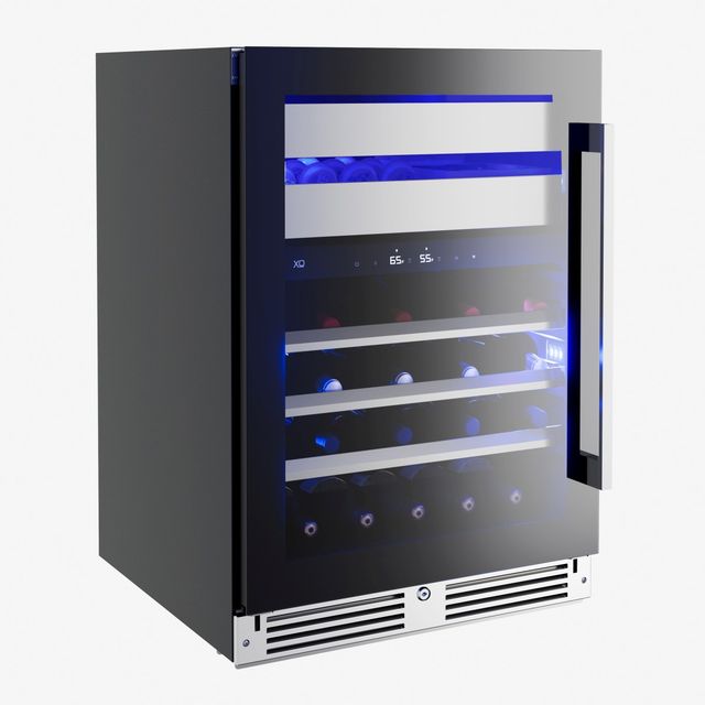 XO 24'' 5.4 Cu. Ft. Black Wine Cooler with Left Hinge Glass Door and Weed Preservation System-1