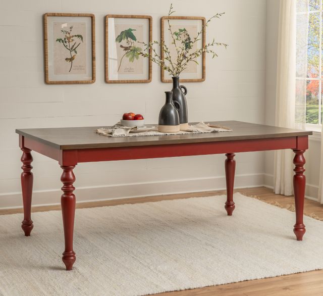 Powell® Trimble Brown Dining Table with Red Base-1
