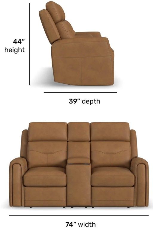 Flexsteel® Felix Toasted Almond Leather Power Reclining Loveseat with Console, Power Headrest and Lumbar-3