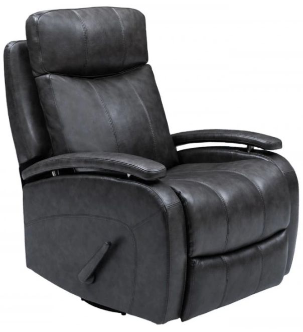 BarcaLounger® Duffy Ryegate Gray Leather Manual Swivel Glider Recliner-0