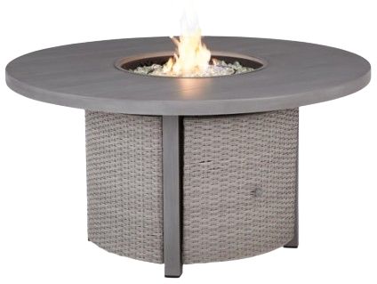 Signature Design by Ashley® Half Moon Beach Gray Wooden Outdoor Round Fire Pit Table-2