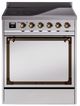 Ilve® Nostalgie II Noblesse 30'' Stainless Steel Pro Style Induction Range with Burnished Trim-0